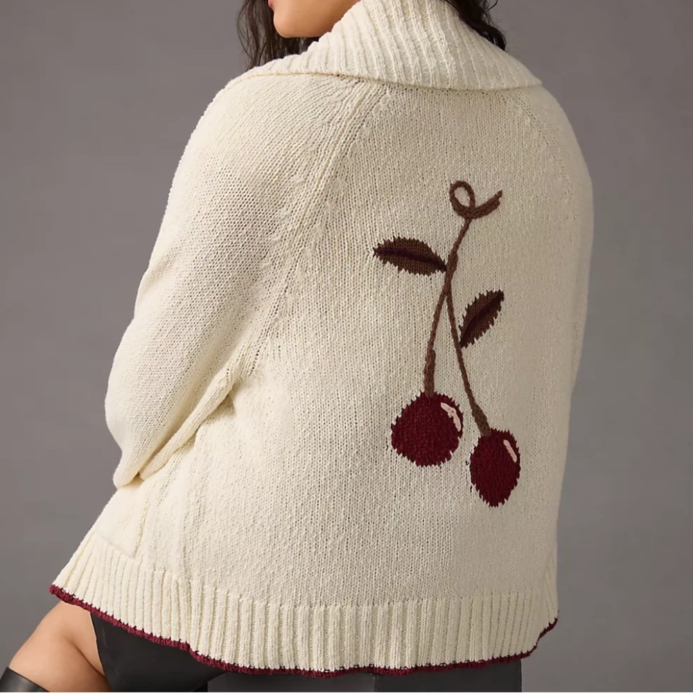 Anthropologie Maeve Cherry Cardigan Sweater NWOT Size Small petite EUC - Picture 5 of 14